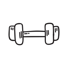 Dumbbell doodle line icon. Hand-drawn fitness and gym equipment illustration.