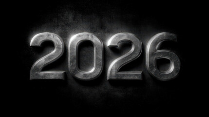 Metallic 2026 on a Dark Background