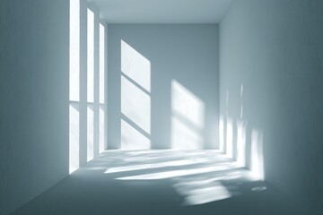 Fototapeta premium Empty, sunlit room with stark shadows