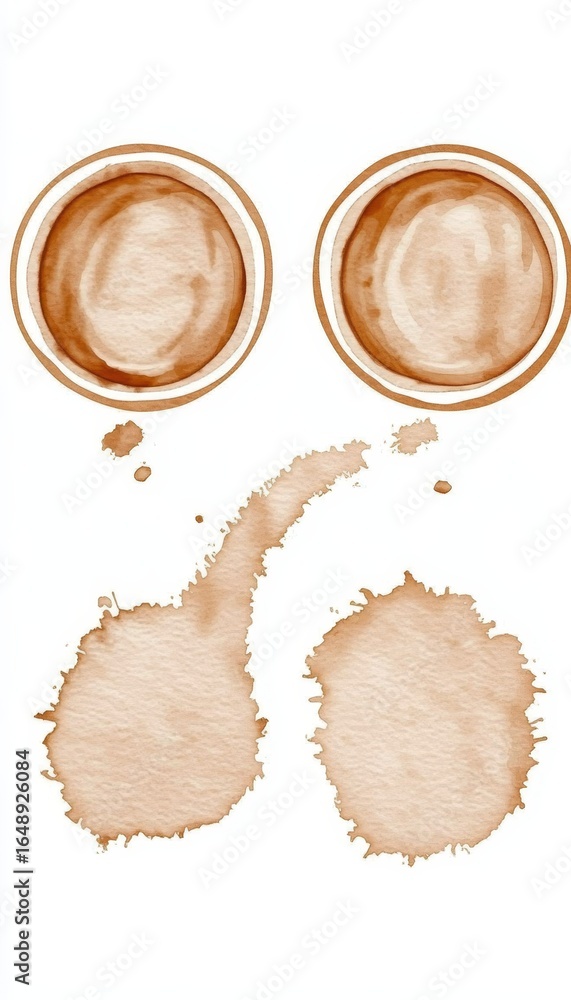 Poster artistic coffee stains illustration with circle shapes and patterns for unique background designs