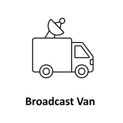 Broadcast Van Vector icon which can easily modify or edit