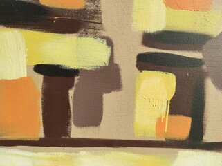 Art. Abstract art texture. Brush strokes. Close-up. Yellow and brown texture