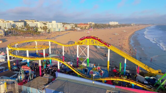 Roller Coaster Ride at Pacific Park on Santa Monica Beach, California, August 10, 2025