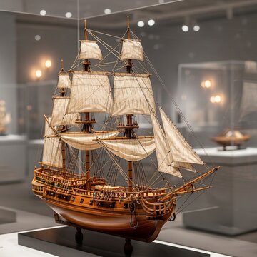 miniature old wooden sailing ship