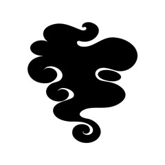 Obraz premium Stylized Smoke Cloud or Abstract Shape with Curving Lines in Black