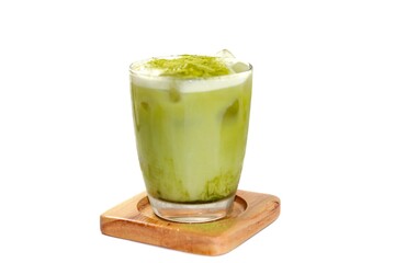 Ice green tea put on white background, isolate concept.