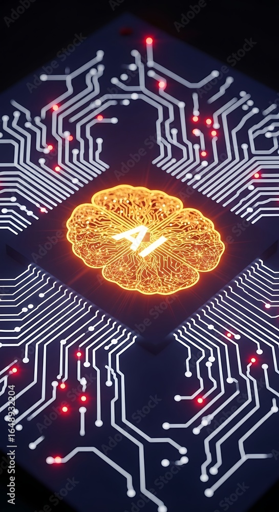Poster explore the future with dynamic ai brain circuit designs for innovative tech solutions and modern bu