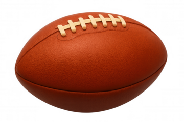 Detailed, textured american football ball, ready for game action, presented on a transparent background