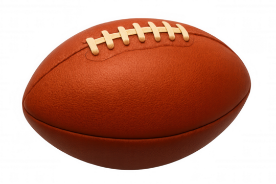 Detailed, textured american football ball, ready for game action, presented on a transparent background