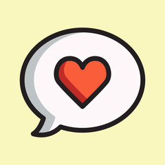 Chat, love message, speech bubble, love review colored icons, minimalist vector illustration, simple concept, Isolated and editable