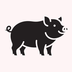 Black and White Silhouette of a Pig Standing