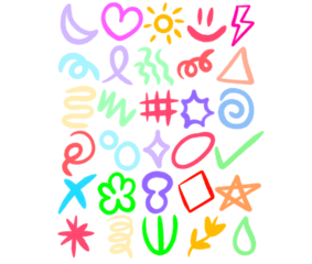 Colorful hands vector elements illustration with artistic symbols and patterns