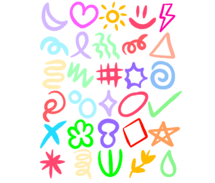 Colorful hands vector elements illustration with artistic symbols and patterns