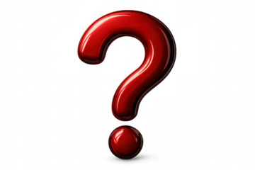Shiny red question mark floating on a transparent background, perfect for emphasizing curiosity and uncertainty