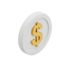 Fototapeta premium Golden Dollar Sign on White Coin Isolated on Transparent Background