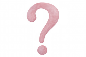 Pink question mark with a textured, watercolor effect, isolated on a transparent background, ideal for adding a touch of mystery to designs