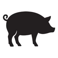 Black pig silhouette vector illustration for a farm animal icon design