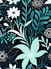 Elegant Teal and White Floral Pattern Design