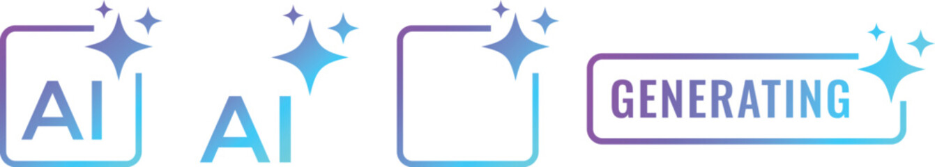 Ai generated symbol. stars sparkle and square. command prompt to generate ideas. Artificial intelligence symbols. Computer help assistant sign
