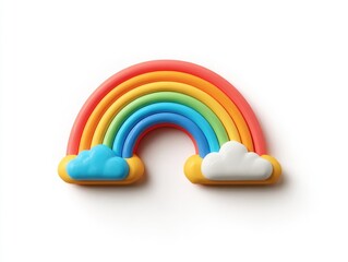 Colorful rainbow icon with clouds