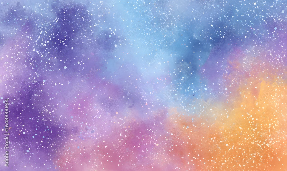 Poster create a background in pastel blue, purple, orange variations blended seamlessly with tiny random sp