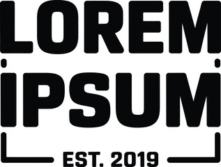 Black Lorem Ipsum Text Design with EST 2019 and Framing on Transparent BG