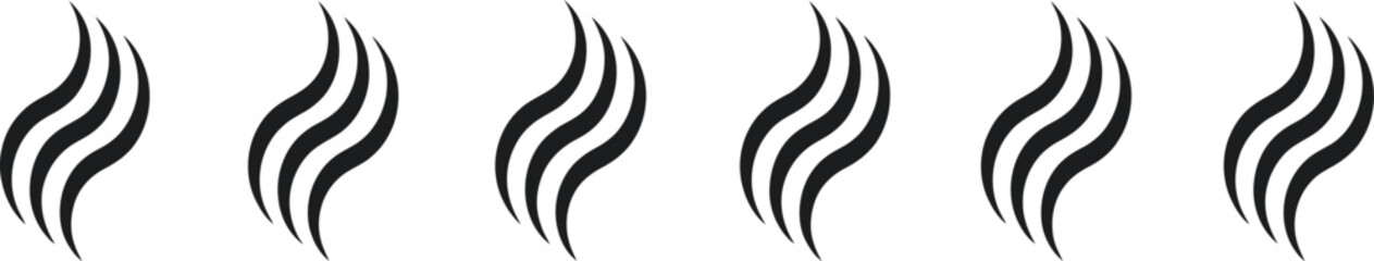 Black Wavy Line Forms on White, Line Set with Identical Curved Shapes