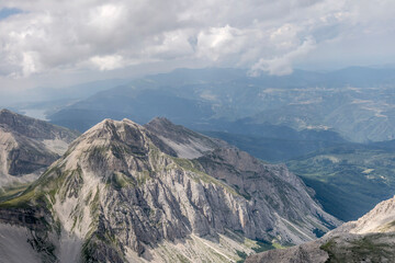 Corno Piccolo peak at Gran Sasso range aerial, L'Aquila, Italy