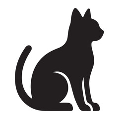 A simple black cat silhouette vector illustration perfect for a cute cartoon pet design