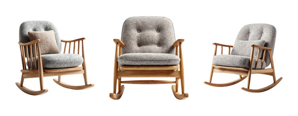 Isolated Rocking Chairs on Transparent Background for Stock Photography