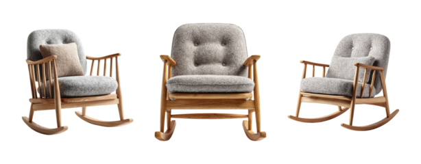 Isolated Rocking Chairs on Transparent Background for Stock Photography