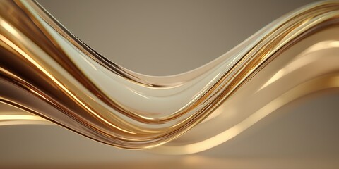 Flowing golden metallic ribbons with smooth surface and elegant reflective light play

