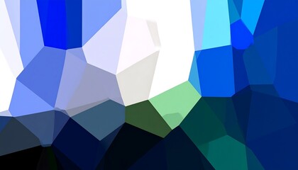 Geometric Abstraction: A Mosaic of Blues, Greens, and Whites in Polygonal Forms