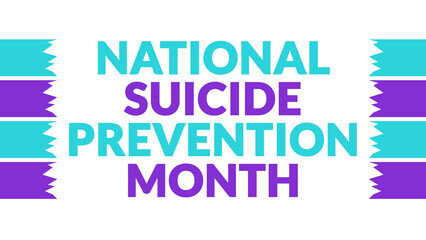 National Suicide Prevention Month text with side lines on a White background. Which is observed every year in September to celebrate and wish National Suicide Prevention Month.