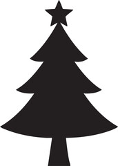 Fototapeta premium Abstract Christmas tree vector silhouette isolated on white with a star for a holiday celebration card design