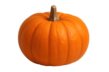 Obraz premium Ripe orange pumpkin, stem intact, symbolizing autumn harvest against clean transparent backdrop, capturing halloween seasonal charm
