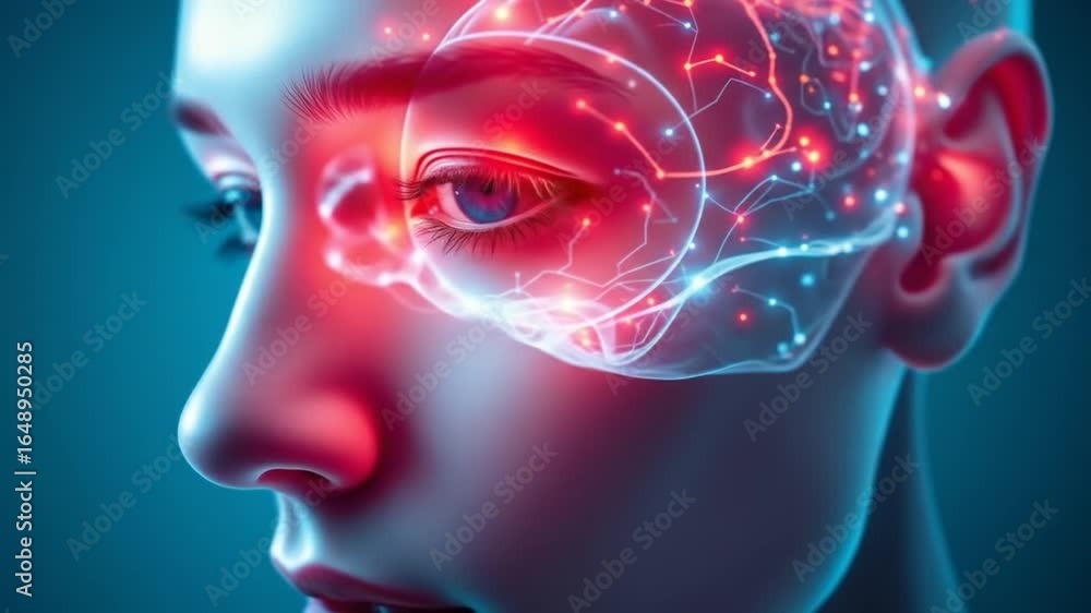 Poster human brain activity and neural network connectivity visualization concept