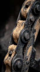 Close-up of a dirty industrial chain
