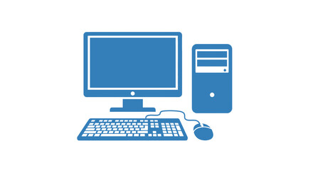 Blue desktop computer setup icon