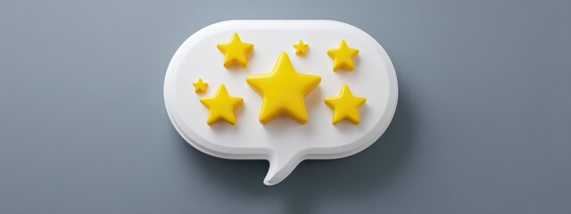 White speech bubble with multiple yellow stars