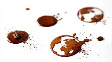 Creative Coffee Spill Art Intricate Earth Map Patterns Formed by Dark Brewed Coffee Drips