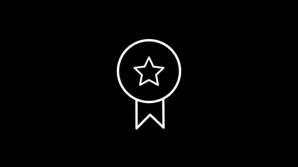 White outline award ribbon with star on black background