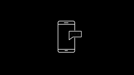 White Smartphone with Speech Bubble Icon on Black Background