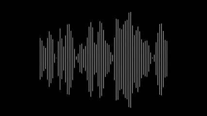 White Sound Waveform on Black Background audio visualization