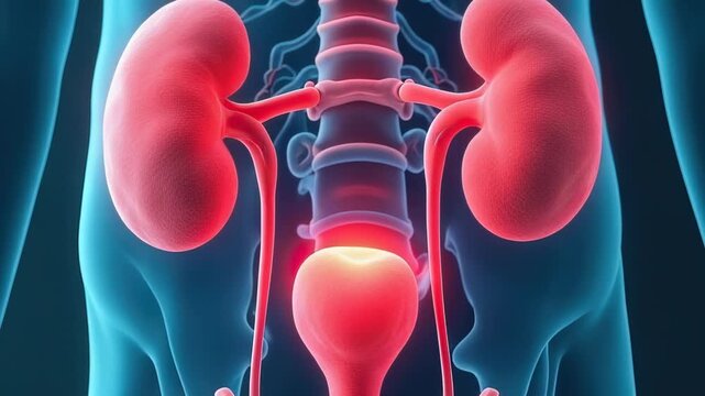 Anatomically correct 3D rendering of a human kidney, suitable for medical education and research purposes