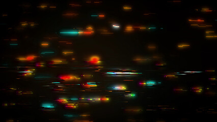 Abstract Digital Glitch Effect with Colorful Light Streaks