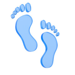 Blue footprint on white background. Isolated 3D illustration