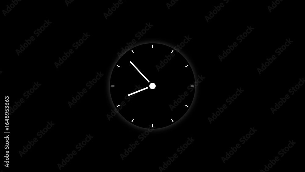 Poster analog clock face showing 8:05 on black background