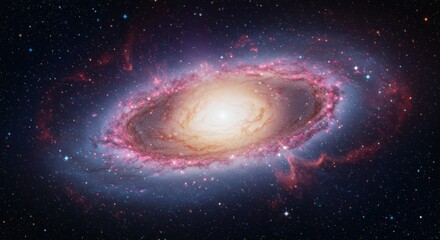 Naklejka premium Cosmic dance of galaxies outer space astronomical image celestial environment wide angle view universe exploration