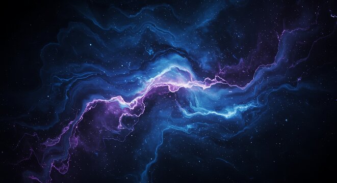 Ethereal cosmic background displaying a vibrant rift of blue and purple energy in the vastness of space.